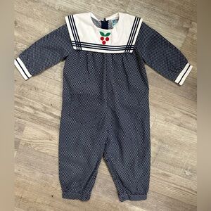 Melissa Jackson Vintage One Piece Toddler Girls Sz 2T Blue Polka Dot Collar